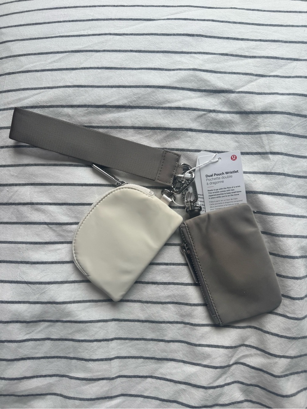 lululemon athletica Dual Pouch Wristlet in Gray and Cream